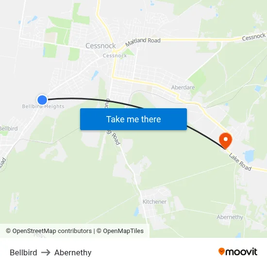 Bellbird to Abernethy map