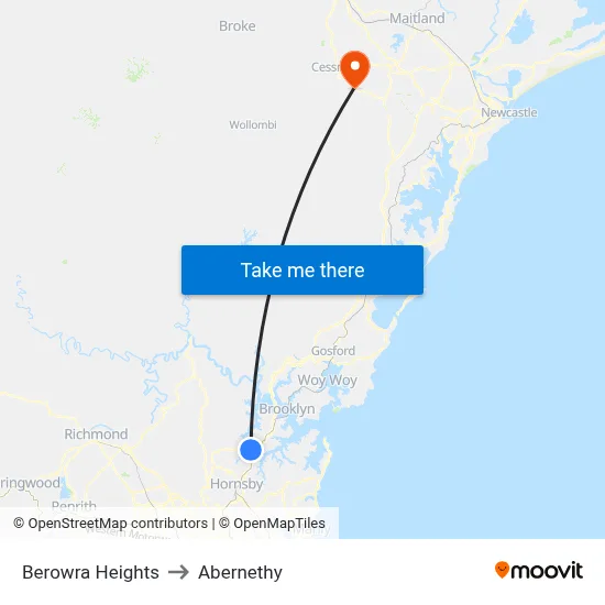 Berowra Heights to Abernethy map
