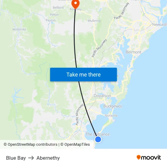 Blue Bay to Abernethy map