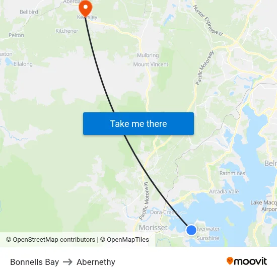 Bonnells Bay to Abernethy map