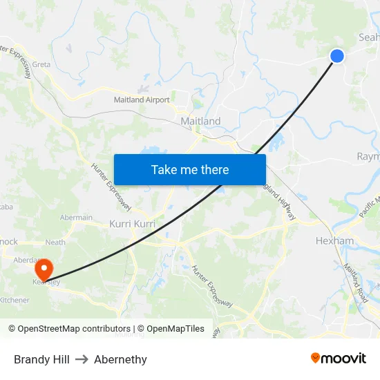 Brandy Hill to Abernethy map