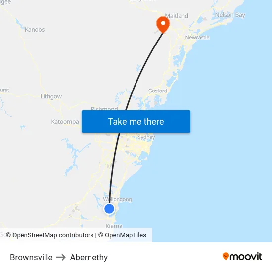 Brownsville to Abernethy map