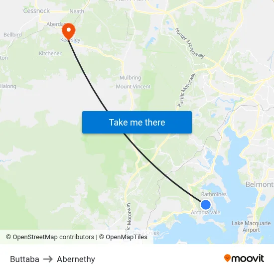Buttaba to Abernethy map
