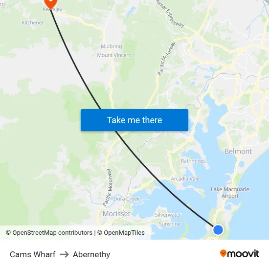 Cams Wharf to Abernethy map