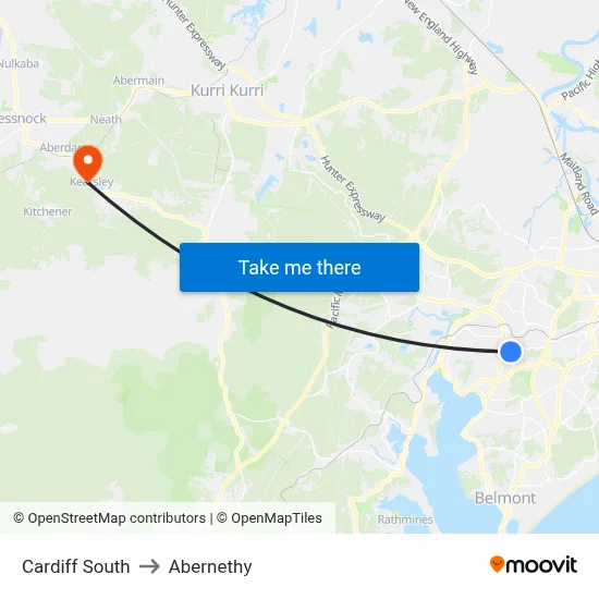 Cardiff South to Abernethy map
