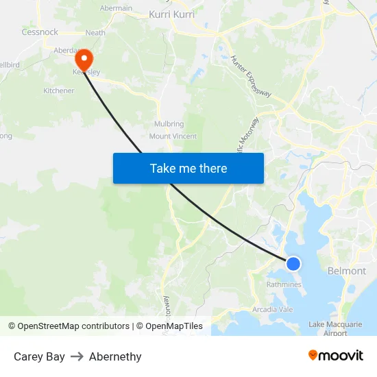 Carey Bay to Abernethy map