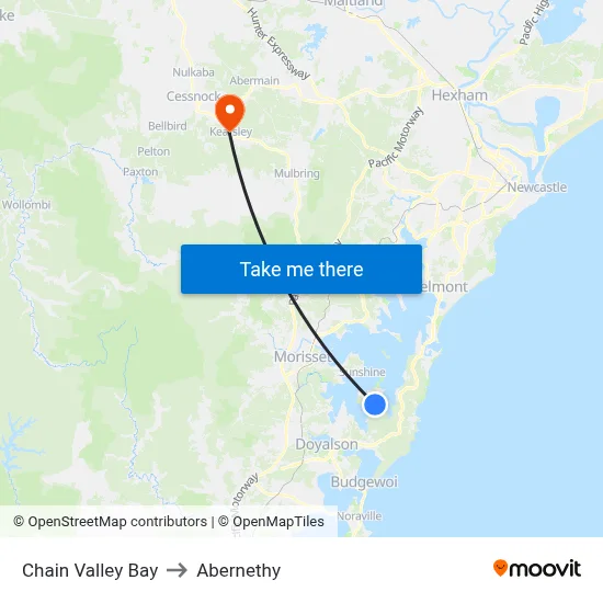 Chain Valley Bay to Abernethy map