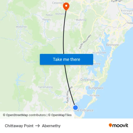 Chittaway Point to Abernethy map