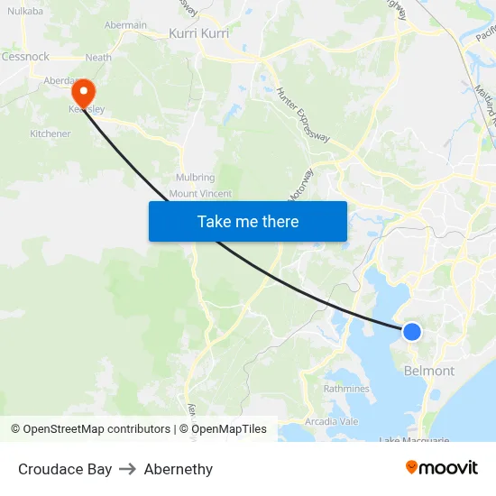 Croudace Bay to Abernethy map
