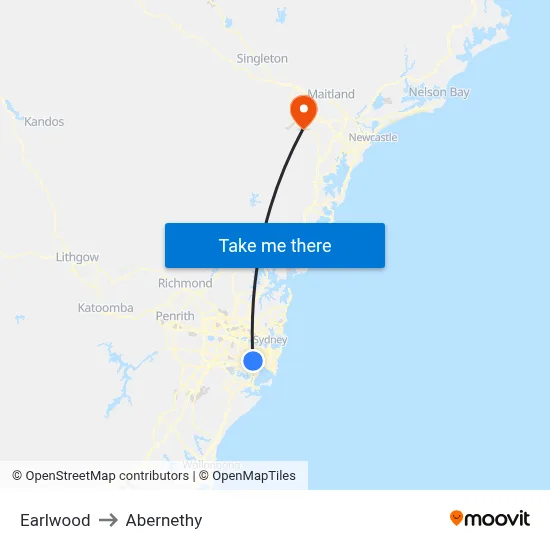 Earlwood to Abernethy map