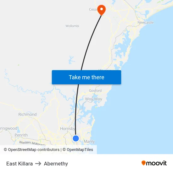 East Killara to Abernethy map