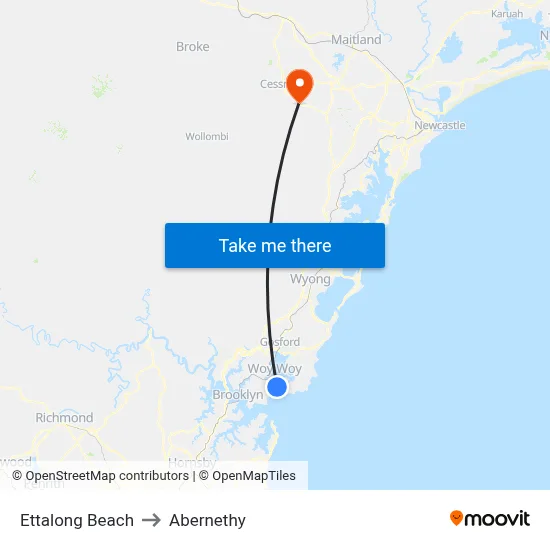 Ettalong Beach to Abernethy map