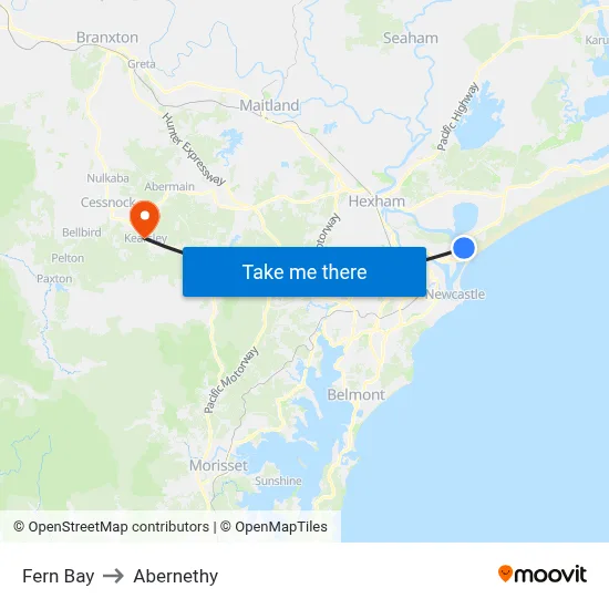 Fern Bay to Abernethy map