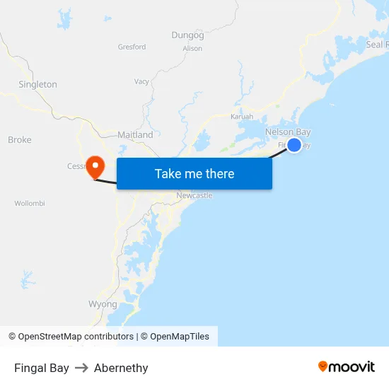Fingal Bay to Abernethy map