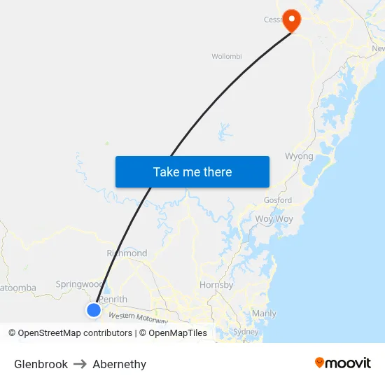 Glenbrook to Abernethy map