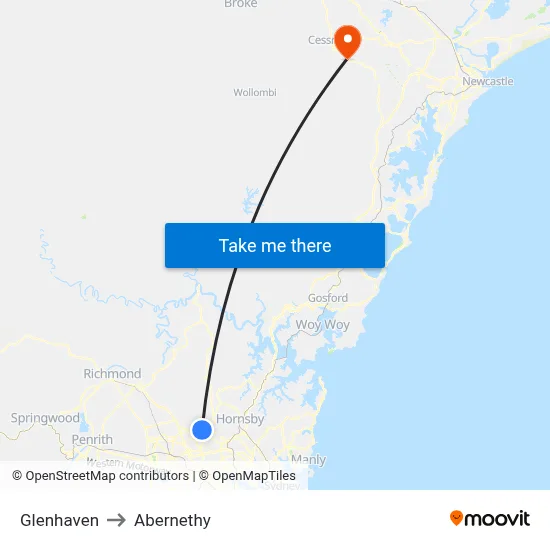 Glenhaven to Abernethy map
