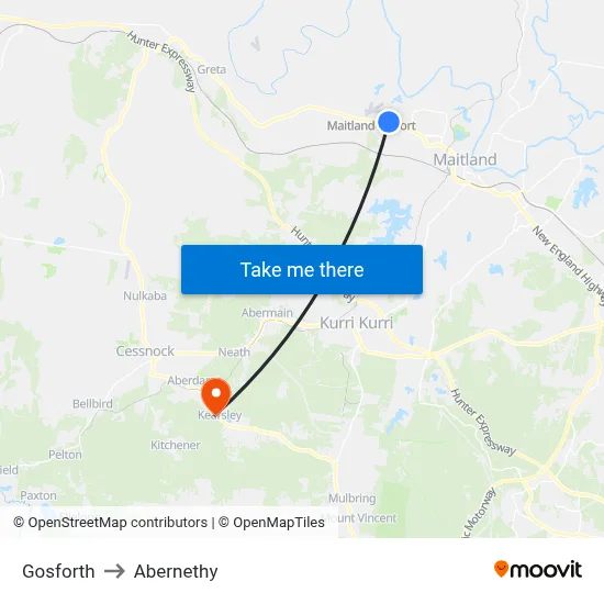 Gosforth to Abernethy map