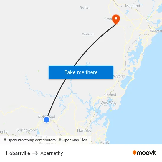 Hobartville to Abernethy map