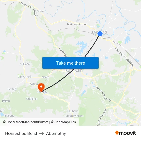 Horseshoe Bend to Abernethy map
