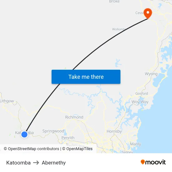 Katoomba to Abernethy map
