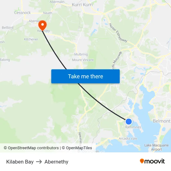 Kilaben Bay to Abernethy map