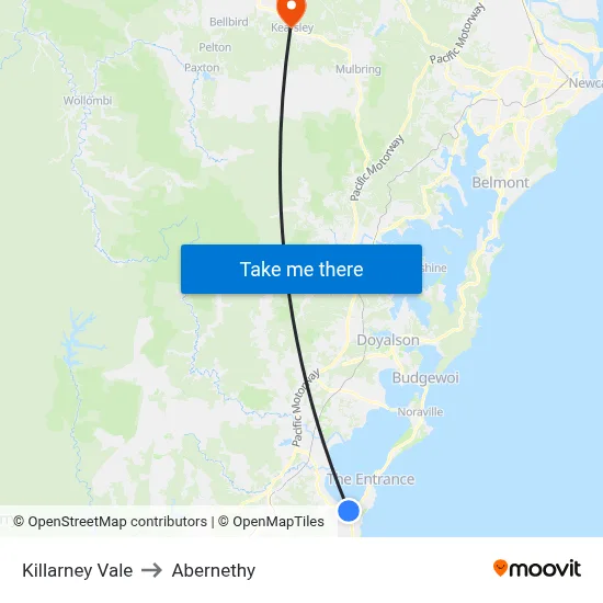 Killarney Vale to Abernethy map