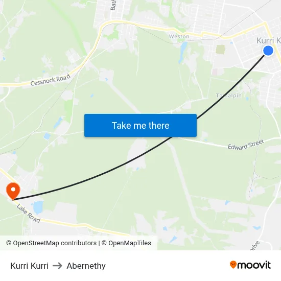 Kurri Kurri to Abernethy map