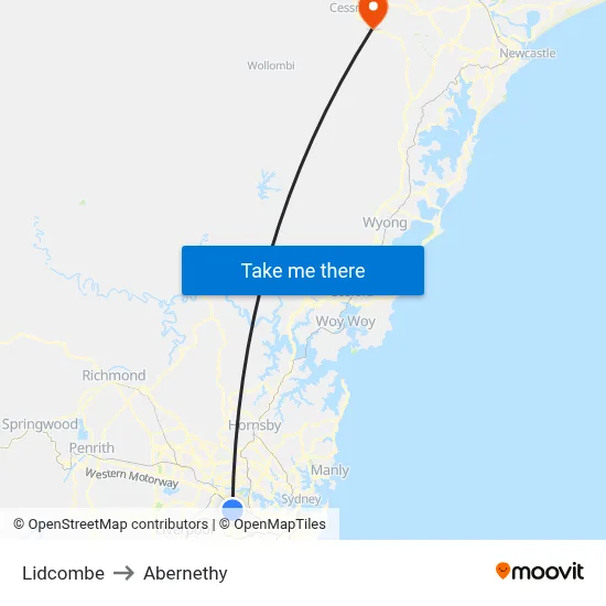 Lidcombe to Abernethy map