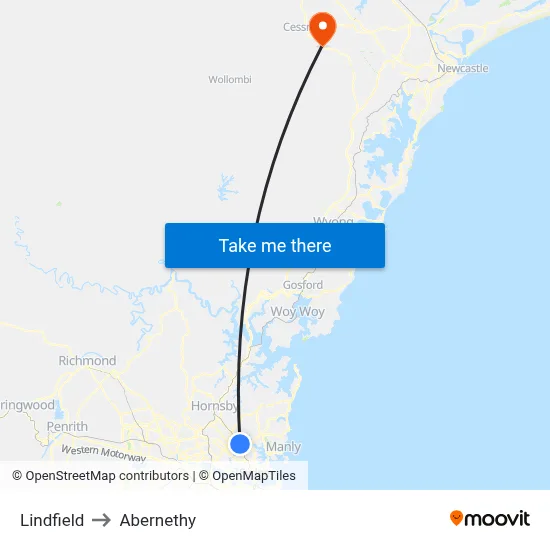 Lindfield to Abernethy map