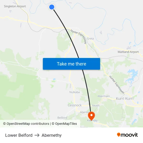 Lower Belford to Abernethy map