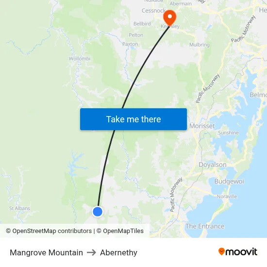 Mangrove Mountain to Abernethy map