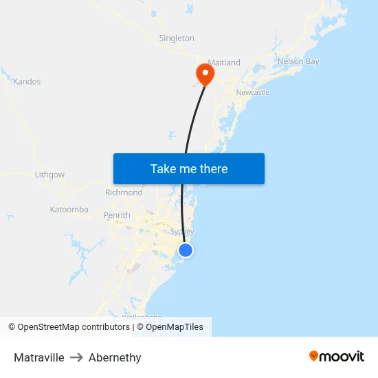 Matraville to Abernethy map