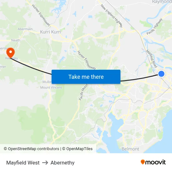 Mayfield West to Abernethy map