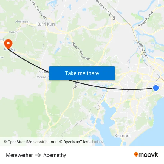 Merewether to Abernethy map