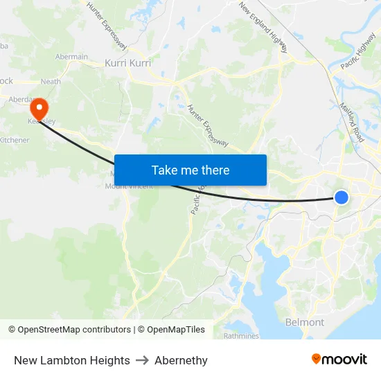 New Lambton Heights to Abernethy map