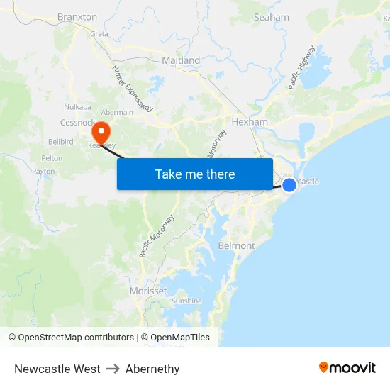 Newcastle West to Abernethy map