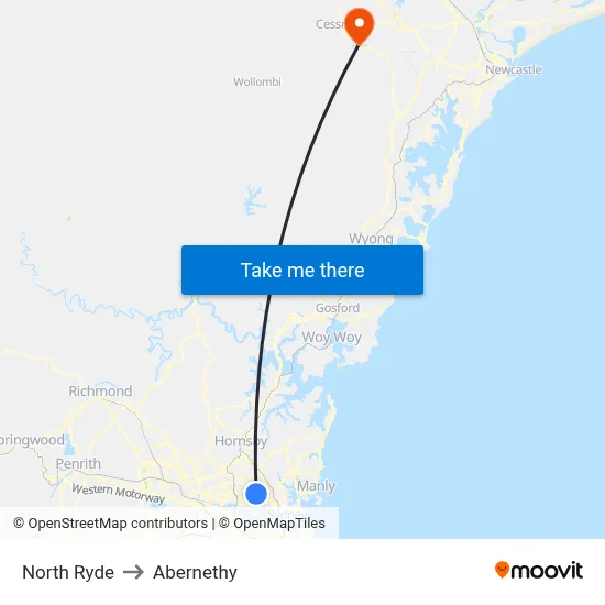 North Ryde to Abernethy map