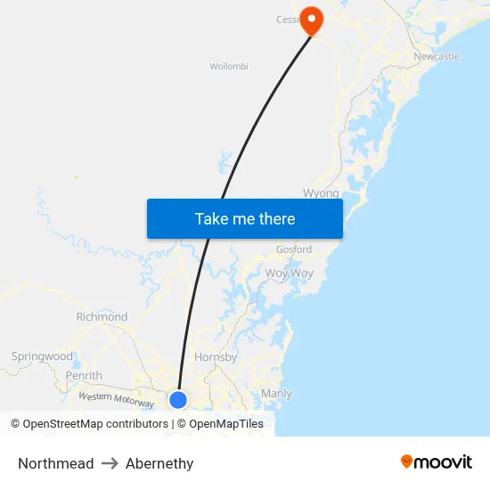 Northmead to Abernethy map