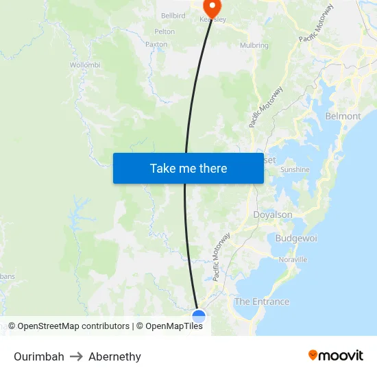 Ourimbah to Abernethy map