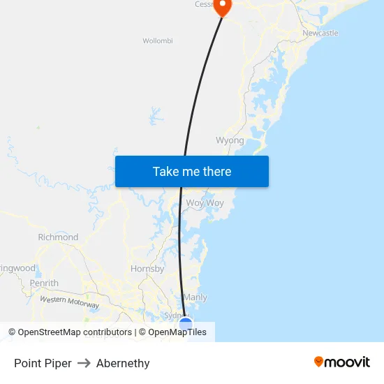 Point Piper to Abernethy map