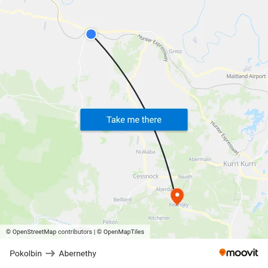 Pokolbin to Abernethy map
