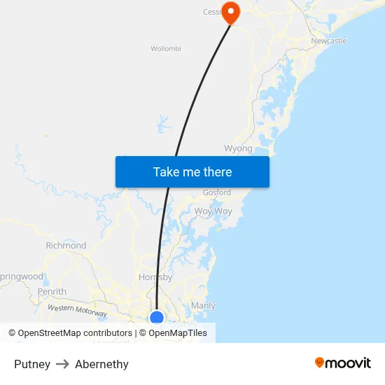 Putney to Abernethy map
