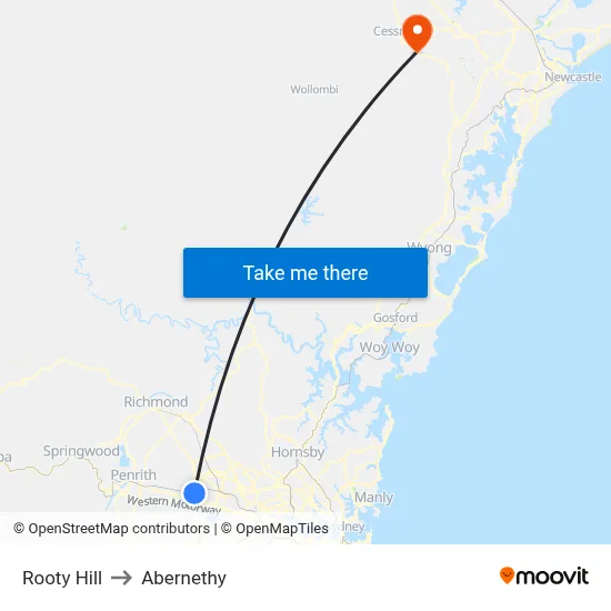 Rooty Hill to Abernethy map