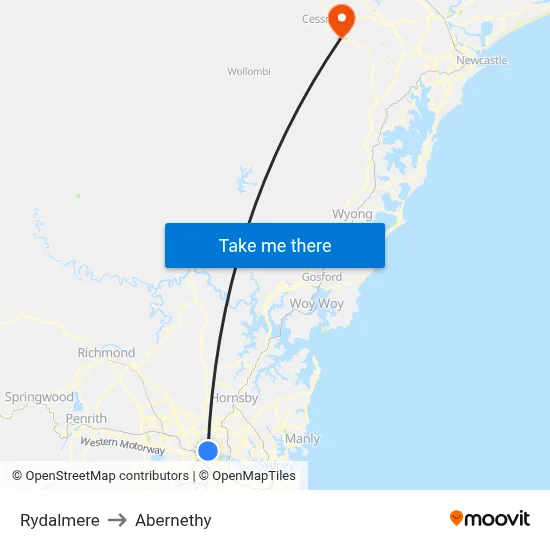 Rydalmere to Abernethy map