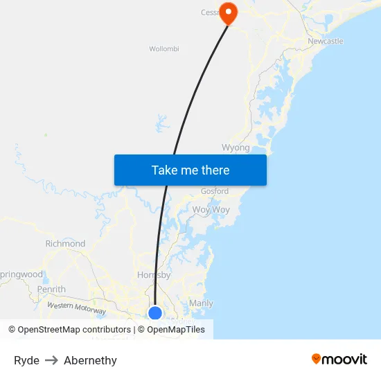 Ryde to Abernethy map