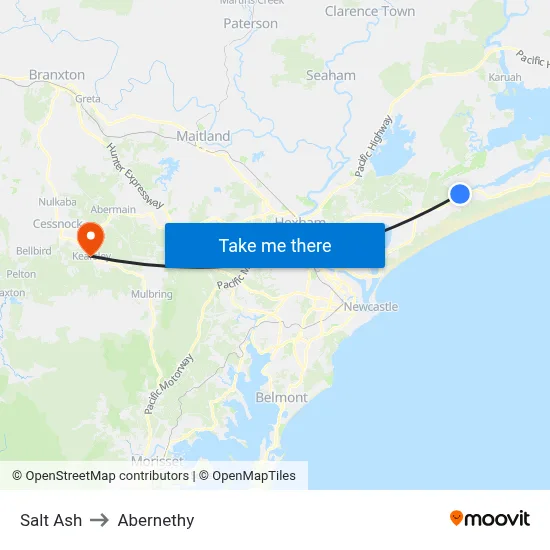 Salt Ash to Abernethy map