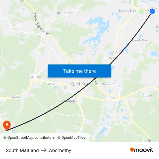 South Maitland to Abernethy map
