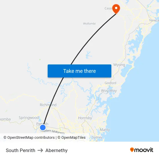 South Penrith to Abernethy map