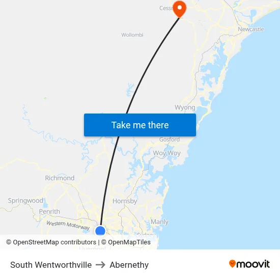 South Wentworthville to Abernethy map