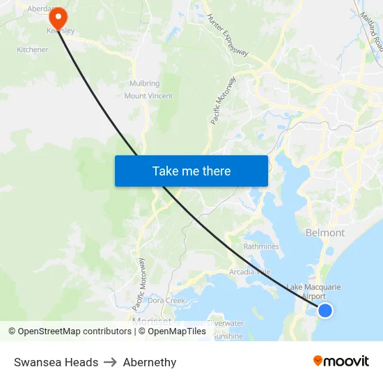 Swansea Heads to Abernethy map